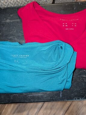Susan Graver Tees in Teal and Red